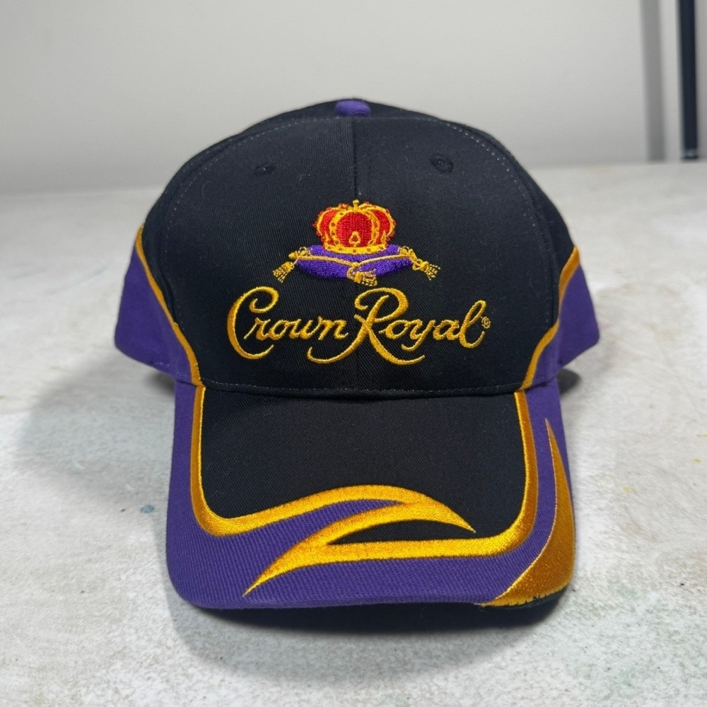 Crown Royal Championship Racing Hat Purple Black Gold Embroidered Strapback Cap